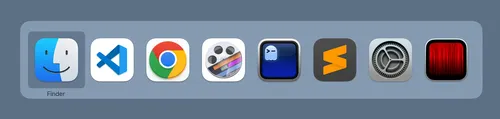 Screenshot of macOS application swicher showing several applications with the Finder icon selected